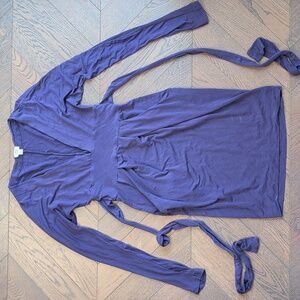 Aritzia WILFRED | Purple Long Seeve Dress | V-Neck Wrap Dress | Size XS